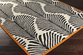 Surya Nantes NAN-8003 Black Hand Woven Area Rug by Florence de Dampierre 5x8 Corner
