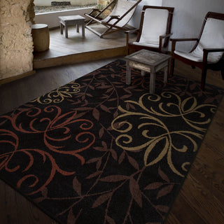 Orian Rugs Napa Fleur Medallions Black Area Rug Room Scene