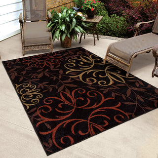 Orian Rugs Napa Fleur Medallions Black Area Rug Room Scene Feature