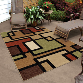 Orian Rugs Napa Blended Blocks Multi Area Rug Room Scene Feature