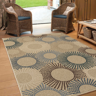 Orian Rugs Napa Interlocking Wheels Beige Area Rug Room Scene