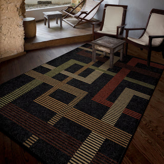 Orian Rugs Napa Arrowood Black Area Rug Room Scene Feature