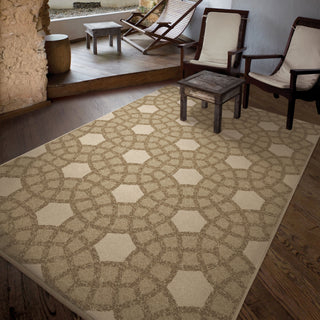 Orian Rugs Napa Chainlink Fence Beige Area Rug Room Scene