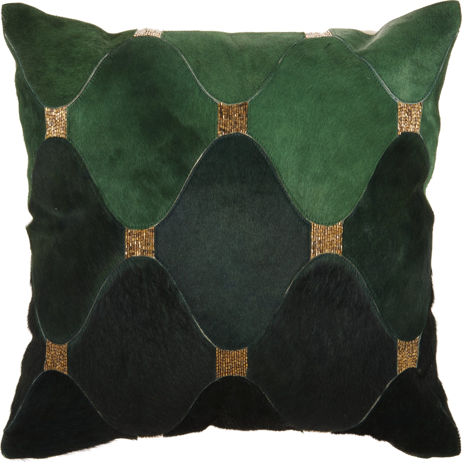 Nourison Natural Leather Hide Ombre Beaded Waves Green/Gold by Mina Victory main image