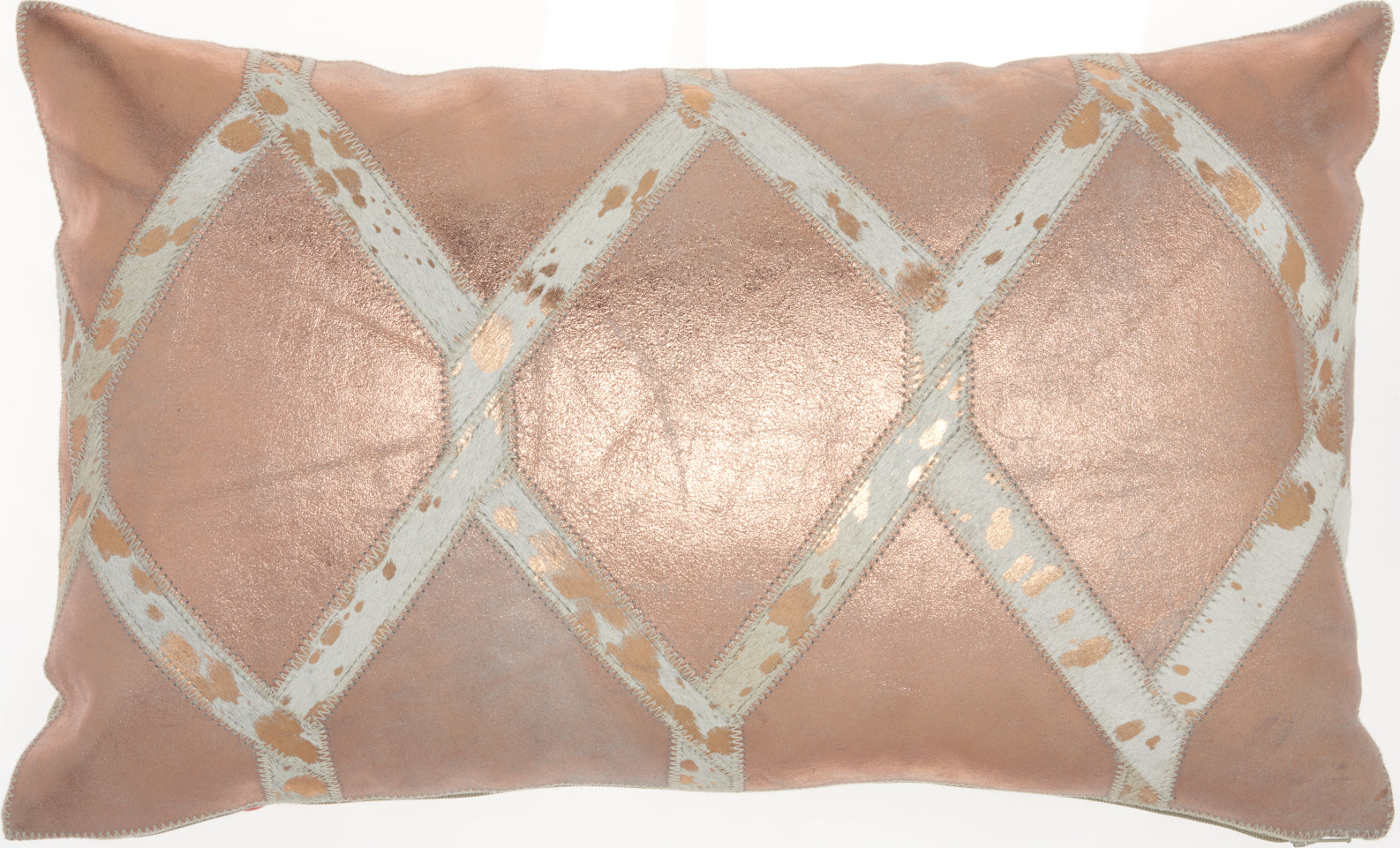 Nourison Natural Leather Hide Metallic Diamond Rose Gold by Mina Victory main image