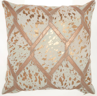 Nourison Natural Leather Hide Metallic Diamond Rose Gold by Mina Victory 