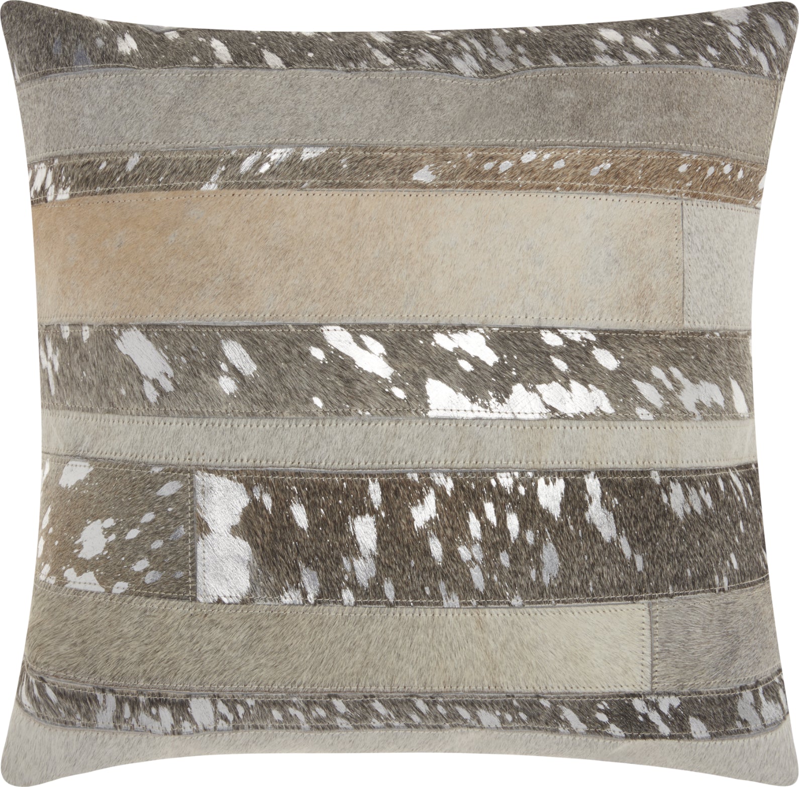 Nourison Natural Leather Hide Mix Stripes Silver Grey by Mina Victory main image