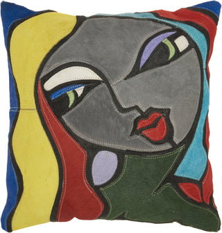 Nourison Natural Leather Hide Art Deco Portrait Multicolor by Mina Victory main image