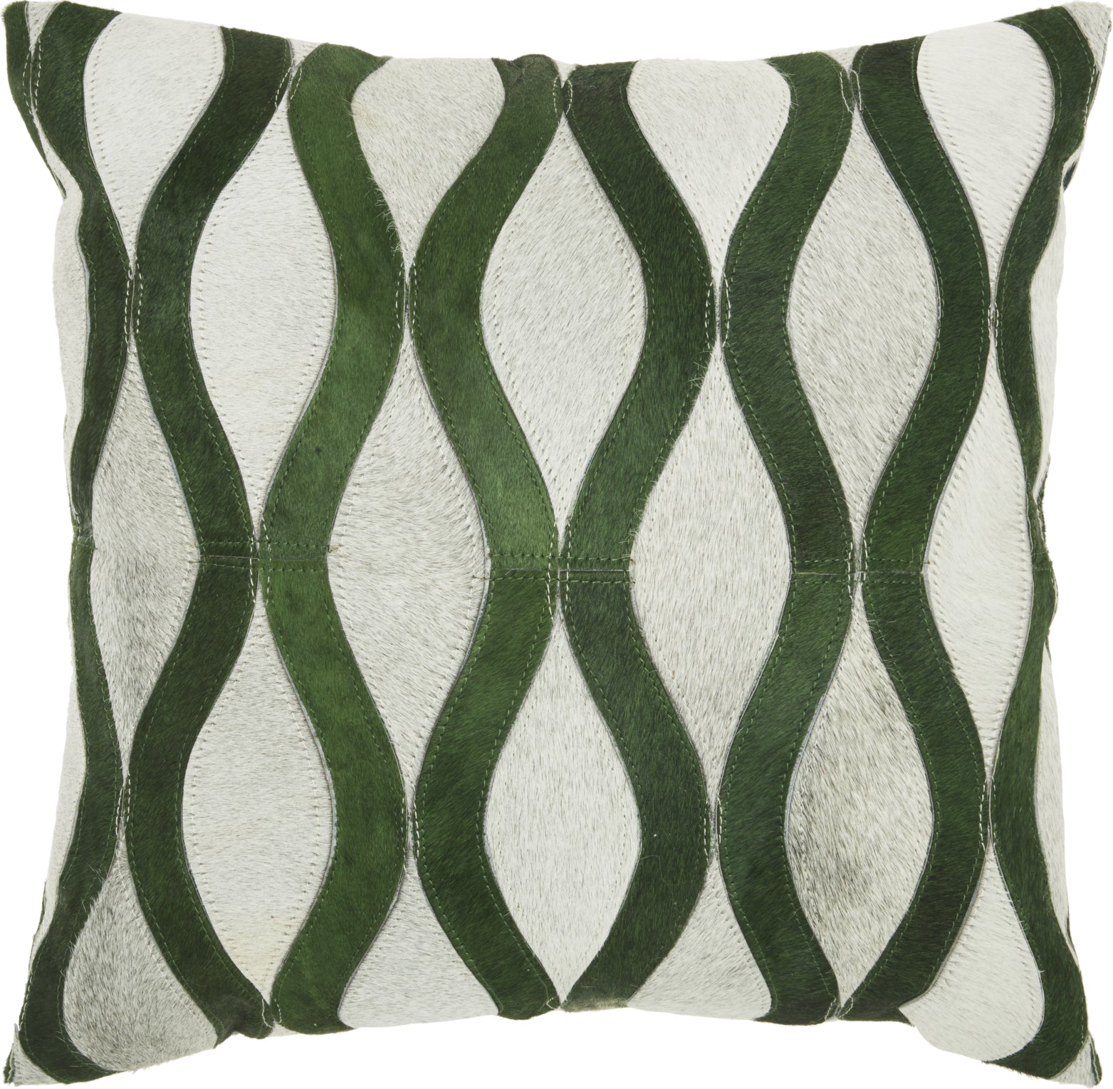 Nourison Natural Leather Hide Wavy Lines Green/Grey by Mina Victory main image