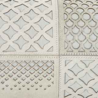 Nourison Natural Leather Hide Laser Cut Tiles Celadon by Mina Victory 