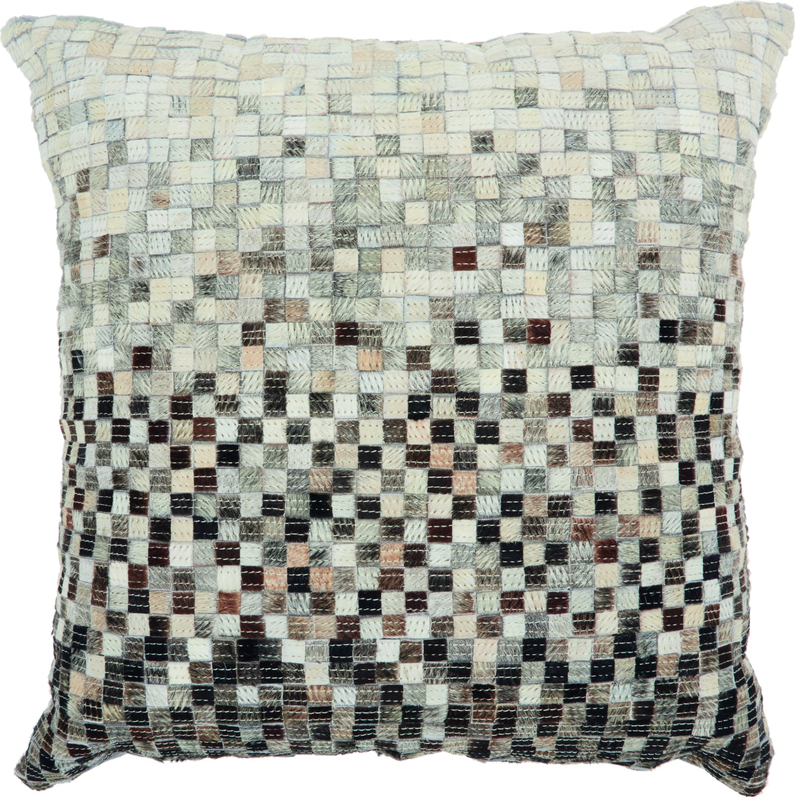 Nourison Natural Leather Hide Met Squares Piecework White/Silver by ...