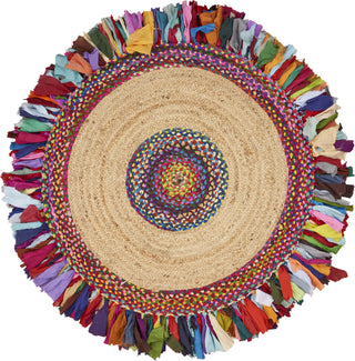 LR Resources Natural Jute 3327 Multi Area Rug 3' 6'' Round Image