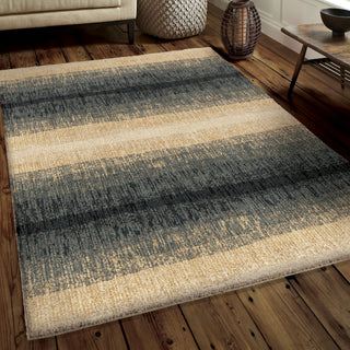 Orian Rugs New Horizons Fading Blue Lines Area Rug Room Scene