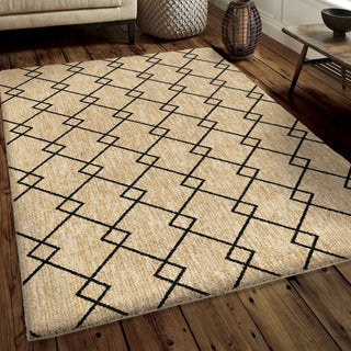 Orian Rugs New Horizons Double Crossed Beige Area Rug Room Scene Feature