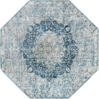 Unique Loom Newport T-NWPT1 Navy Blue Area Rug Octagon Top-down Image