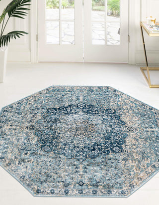 Unique Loom Newport T-NWPT1 Navy Blue Area Rug Octagon Lifestyle Image Feature