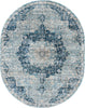 Unique Loom Newport T-NWPT1 Navy Blue Area Rug Oval Top-down Image