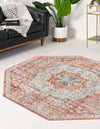 Unique Loom Newport T-NWPT1 Red Area Rug Octagon Lifestyle Image Feature