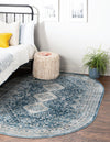 Unique Loom Newport T-NWPT2 Navy Blue Area Rug Oval Lifestyle Image
