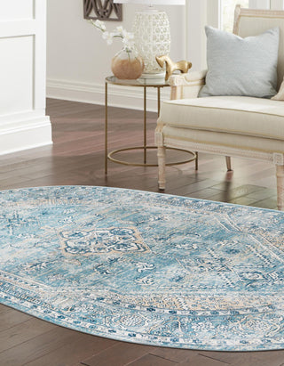 Unique Loom Newport T-NWPT4 Blue Area Rug Oval Lifestyle Image