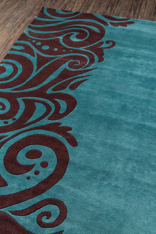 Momeni New Wave NW-88 Turquoise Area Rug Corner Shot