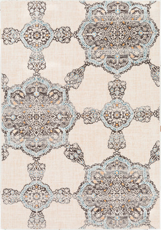 Surya Notting Hill NHL-2303 Charcoal Light Gray Pale Blue Bright Peach Teal Burnt Orange Cream Beige White Area Rug main image