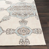 Surya Notting Hill NHL-2303 Charcoal Light Gray Pale Blue Bright Peach Teal Burnt Orange Cream Beige White Area Rug Detail Image