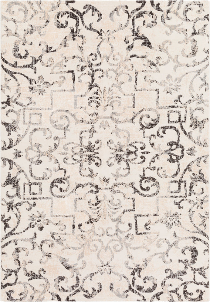 Surya Notting Hill NHL-2304 Charcoal Light Gray Beige White Area Rug main image