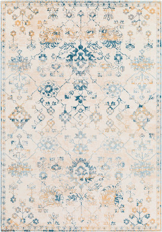 Surya Notting Hill NHL-2307 Teal Pale Blue Peach Beige White Light Gray Burnt Orange Area Rug main image