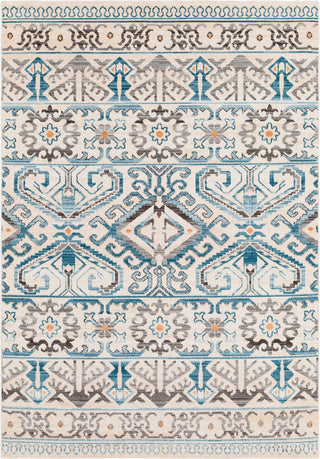 Surya Notting Hill NHL-2308 Teal Pale Blue Charcoal Light Gray Burnt Orange Peach Beige White Area Rug main image