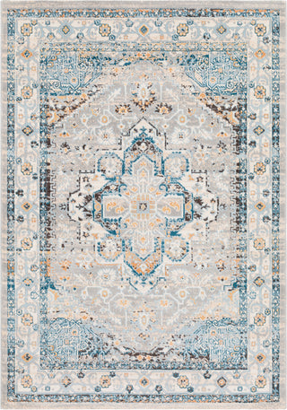 Surya Notting Hill NHL-2310 Light Gray Teal Pale Blue Charcoal Burnt Orange Peach Beige White Area Rug main image