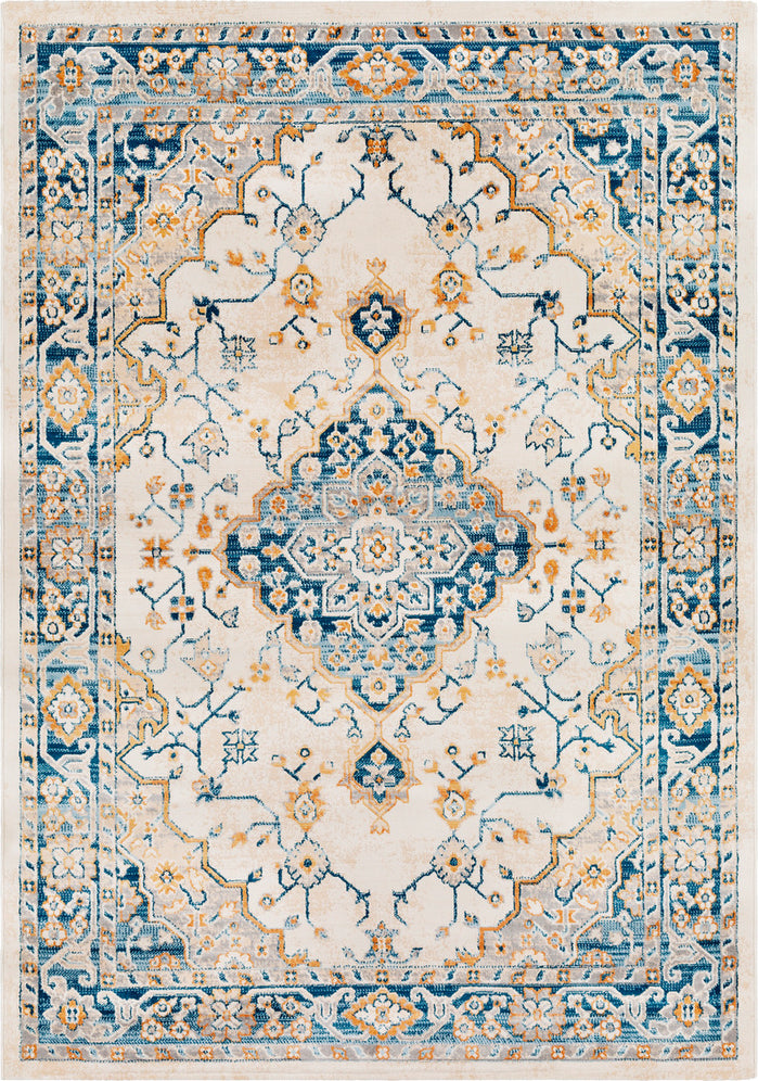 Surya Notting Hill NHL-2311 Teal Pale Blue Burnt Orange Peach Light Gray Beige White Area Rug main image