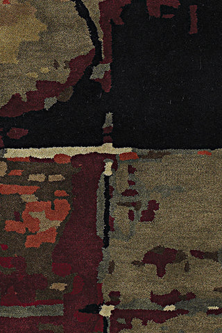 Chandra Nirvana NIR-6601 Burgundy/Grey/Green/Tan/Black Area Rug Close Up