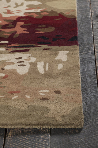 Chandra Nirvana NIR-6601 Burgundy/Grey/Green/Tan/Black Area Rug Corner Shot