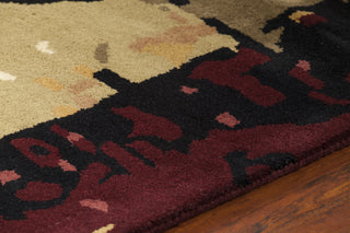 Chandra Nirvana NIR-6602 Burgundy/Green/Tan/Black/Brown Area Rug Detail