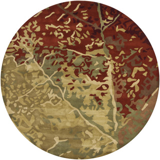 Chandra Nirvana NIR-6604 Green/Red/Burgundy/Brown Area Rug Round