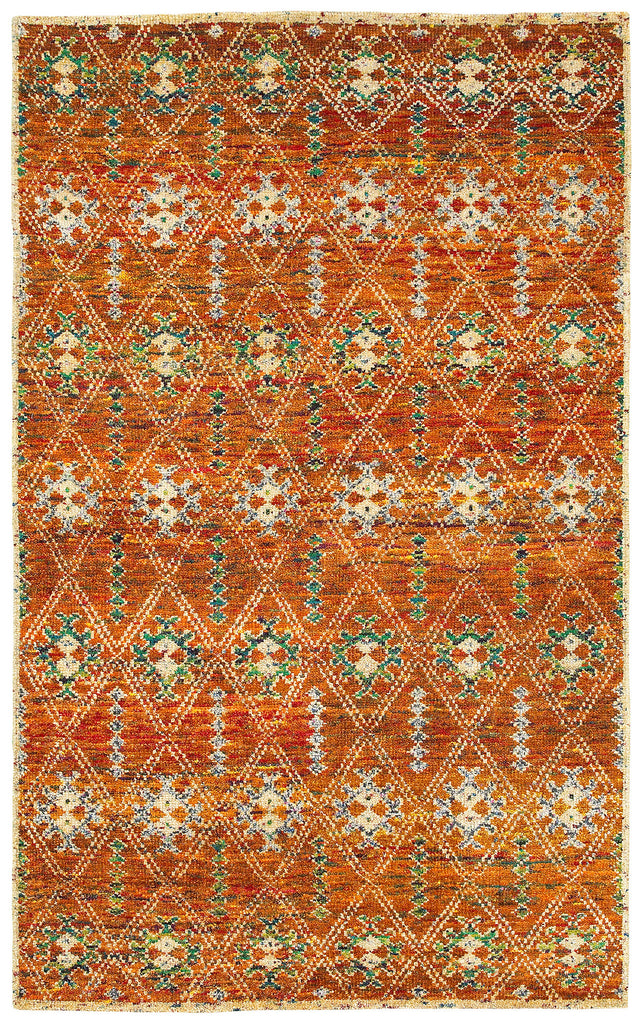 LR Resources Nisha 04405 Rust Hand Knotted Area Rug 4' X 6'