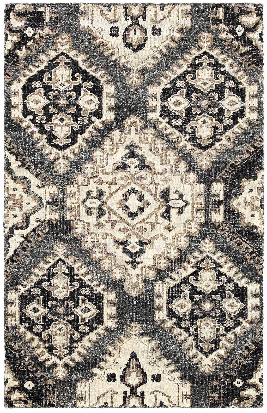 LR Resources Nisha 04406 Gray Hand Knotted Area Rug 4' X 6'