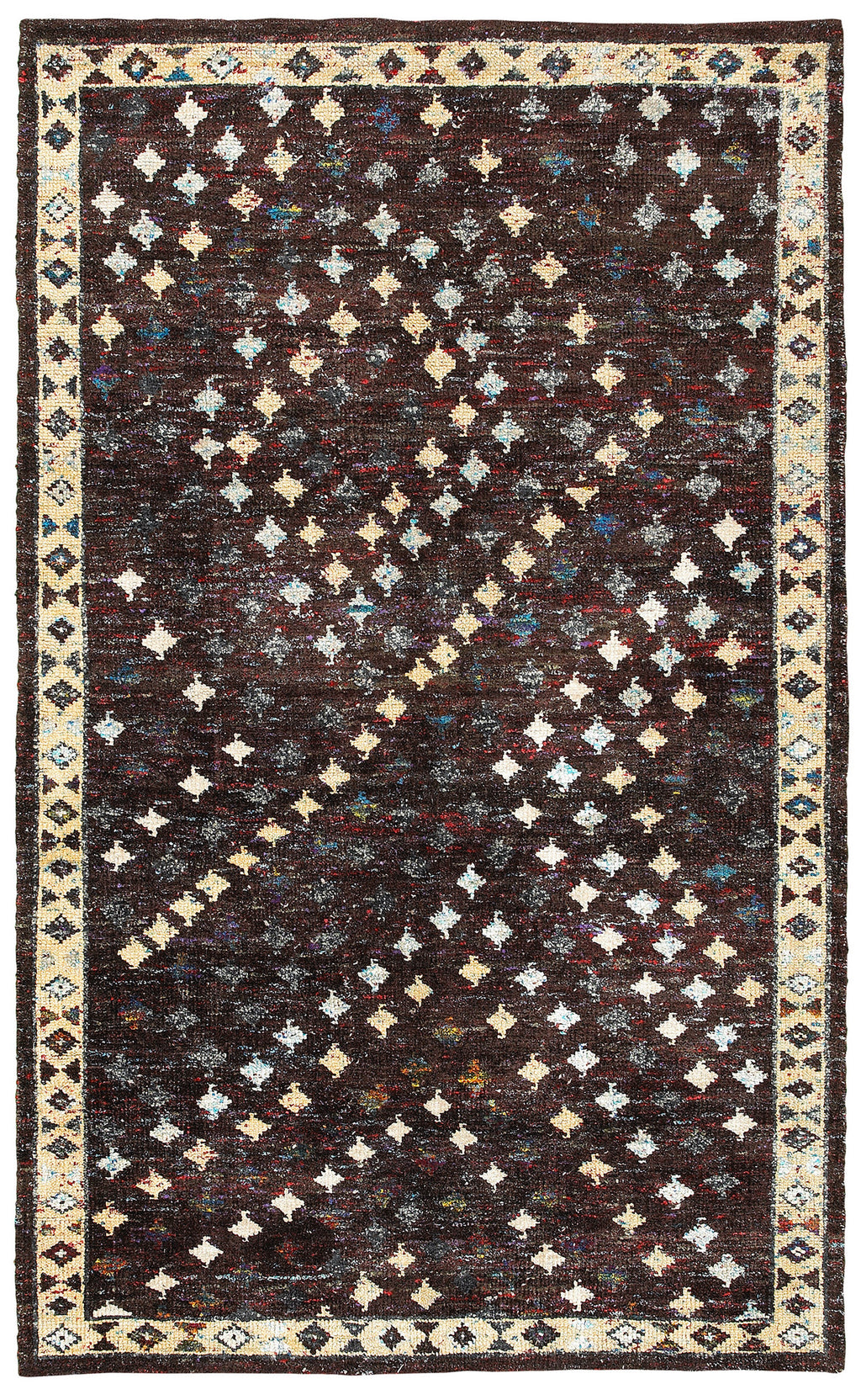LR Resources Nisha 04407 Brown Hand Knotted Area Rug 4' X 6'