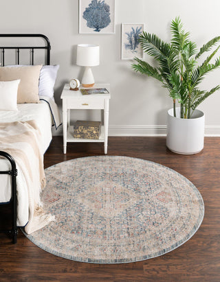 Unique Loom Noble T-NOBL1 Blue Area Rug Round Lifestyle Image