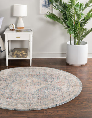 Unique Loom Noble T-NOBL1 Blue Area Rug Round Lifestyle Image