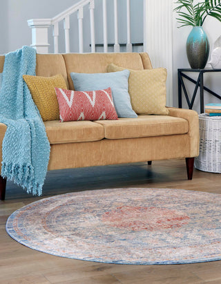 Unique Loom Noble T-NOBL2 Blue Area Rug Round Lifestyle Image