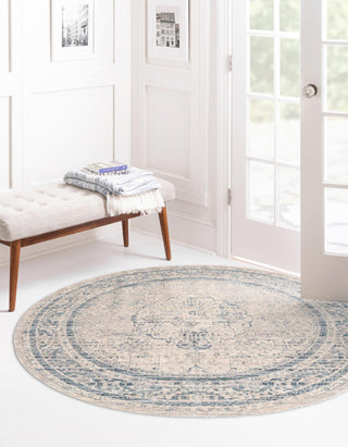 Unique Loom Noble T-NOBL2 Ivory Area Rug Round Lifestyle Image