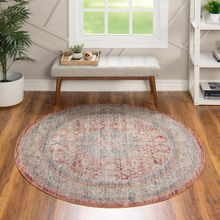 Unique Loom Noble T-NOBL2 Red Area Rug Round Lifestyle Image