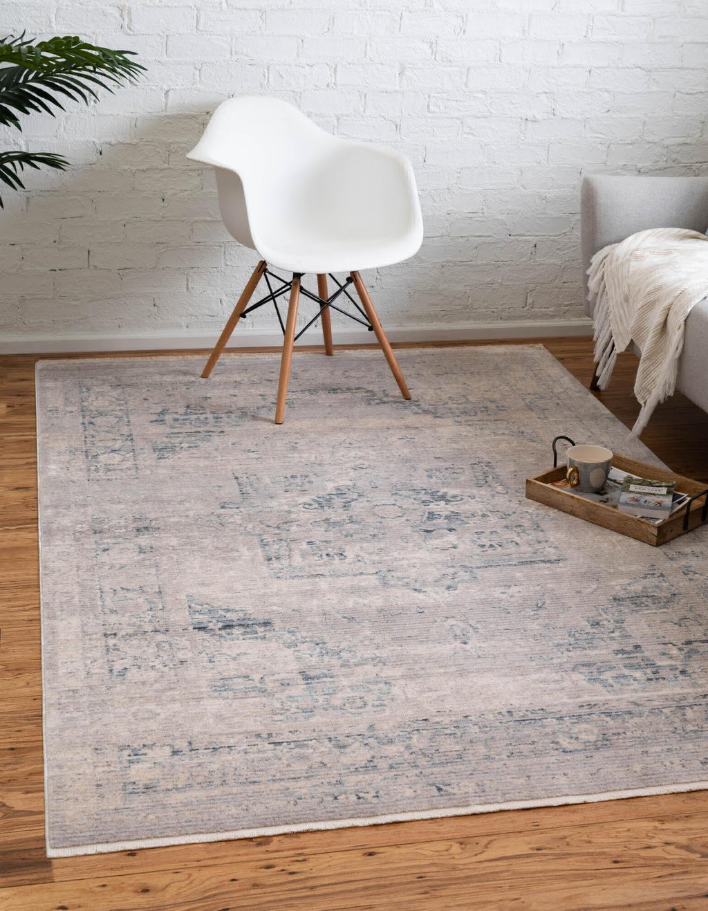 Unique Loom Noble T-NOBL3 Gray Area Rug Rectangle Lifestyle Image Feature