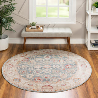 Unique Loom Noble T-NOBL4 Blue Area Rug Round Lifestyle Image