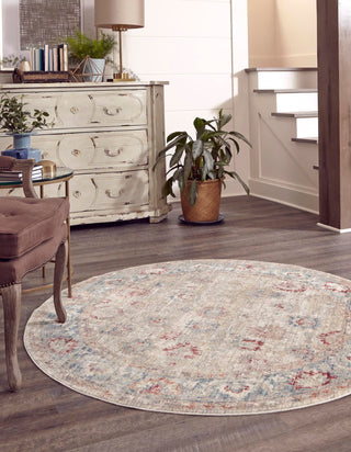 Unique Loom Noble T-NOBL4 Ivory Area Rug Round Lifestyle Image