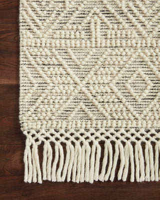 Loloi II Noelle NOE-01 Ivory/Black Area Rug Corner On Wood