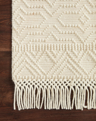 Loloi II Noelle NOE-04 Ivory/Ivory Area Rug Corner On Wood