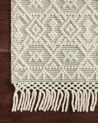 Loloi II Noelle NOE-05 Ivory/Blue Area Rug Corner On Wood